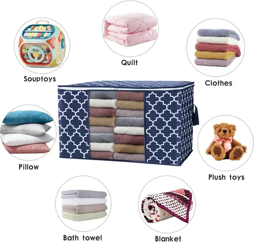 Miniatura 5 de WISELIFE Bolsas de almacenamiento, organización de mantas y ropa grandes y contenedores de almacenamiento para ropa de cama, edredones, organizador