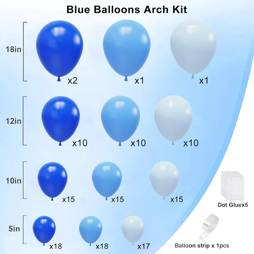 Miniatura 2 de Kit de arco de guirnalda de globos azules, globos azules surtidos, globos de látex azul real y azul claro para cumpleaños, baby shower, decoraciones