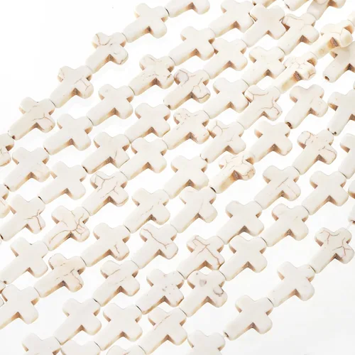 Miniatura 9 de Jucoan 240 cuentas espaciadoras de cruz blanca y turquesa gruesa, cuentas pequeñas con dije de cruz religiosa para pulseras, collares, rosario