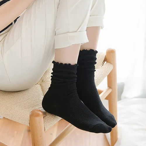 Miniatura 6 de Mcool Mary Calcetines para mujer, con volantes, estilo casual, transpirables, de punto, de algodón, con volantes, paquete de 6