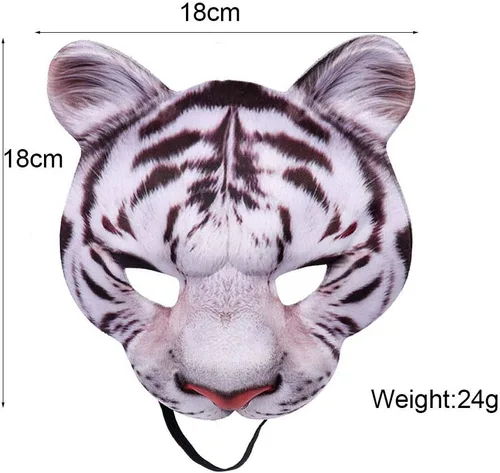 Miniatura 4 de Máscara de media cara de tigre de Halloween, máscara de animal de cosplay para Halloween, fiesta de máscaras, disfraces, accesorios de cosplay Tigre