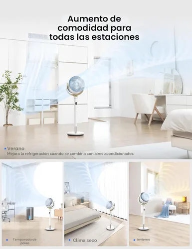 Miniatura 7 de Dreo Ventilador para dormitorio, ventilador de pie oscilante de 120°, ventilador de pedestal silencioso con motor DC, 9 velocidades, 4 modos, 20dB
