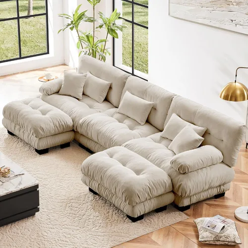 Miniatura 28 de KEIKI Sofá modular de 94 pulgadas con 4 almohadas, cómodo juego de sofá biplaza Cloud para sofá de asiento profundo suave y profundo, sofá biplaza