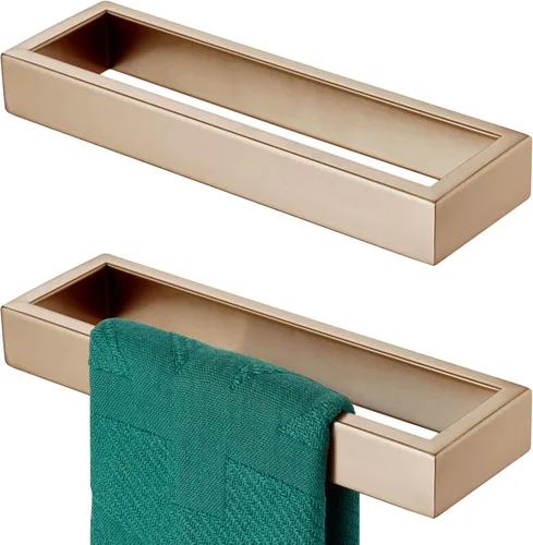 Miniatura 15 de KOKOSIRI Anillos de toalla cepillados de oro para toallas de mano Barras de toalla de 9 pulgadas para cocina Organizador de toallas de acero Oro