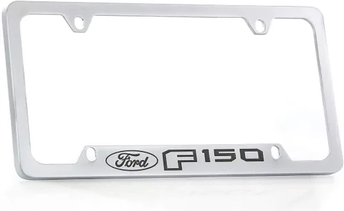 Miniatura 7 de Ford F 150 - Marco de matrícula grabado con tapa de metal de zinc con revestimiento negro, 4 agujeros