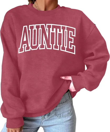 Miniatura 2 de LOTUCY Sudadera de manga larga con cuello redondo para mujer con estampado de letras de tía