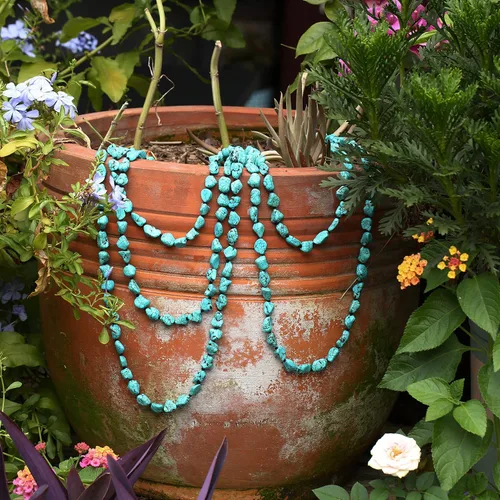 Miniatura 4 de Perlas de turquesa collar sin fin largo anudado piedra multi-Strand capa collares hechos a mano joyería
