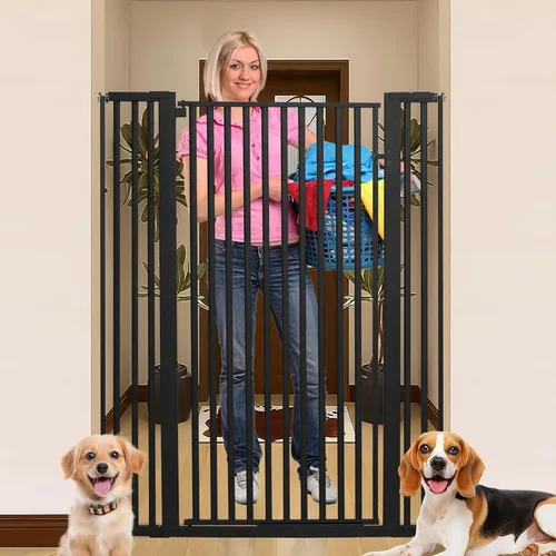 Miniatura 9 de SHYUJAJIE Puerta para mascotas extra alta de 55 pulgadas para gatos, puertas para perros anchas ajustables de 29.92"-43", puerta alta para mascotas