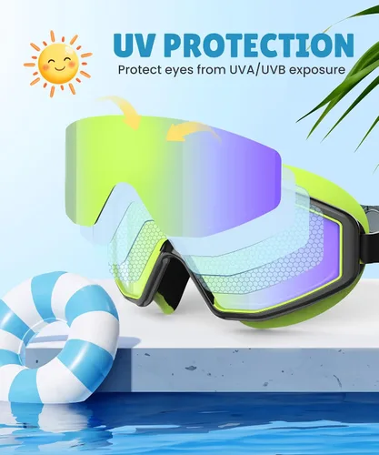 Miniatura 3 de NSSIW Gafas de natación para niños, antiniebla, sin fugas, con clip para la nariz, tapones para los oídos para niñas, niños y jóvenes, 6-14, paquete
