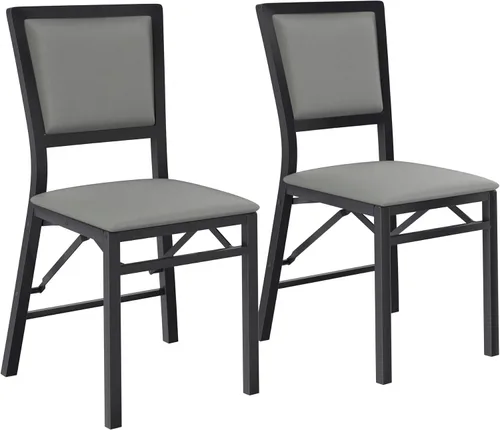 Miniatura 9 de VECELO Juego de 2 sillas plegables con cojín, asientos acolchados plegables con estructura de metal resistente para cocina/comedor/sala de estar