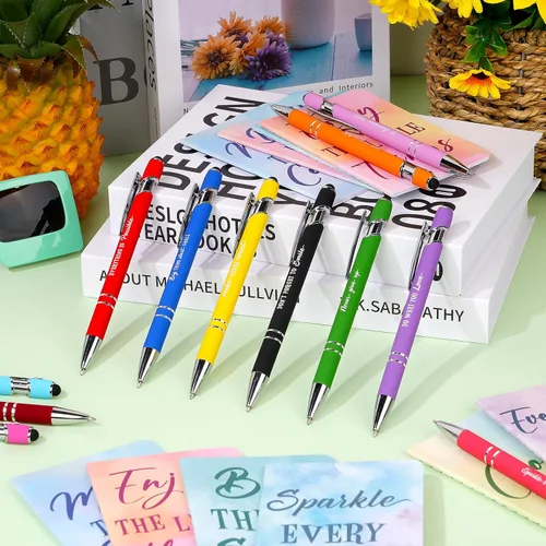 Miniatura 5 de Juego de 96 bolígrafos motivacionales de acuarela a granel, bloc de notas inspiradoras, cuadernos de bolsillo con cita motivacional, bolígrafos