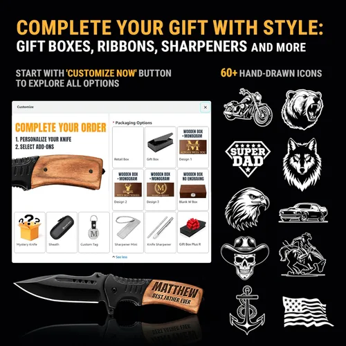 Miniatura 3 de Grand Way Navaja de bolsillo personalizada – Regalo personalizado para hombres y mujeres, regalos de cumpleaños, papás, padre, marido, hombres, 6.