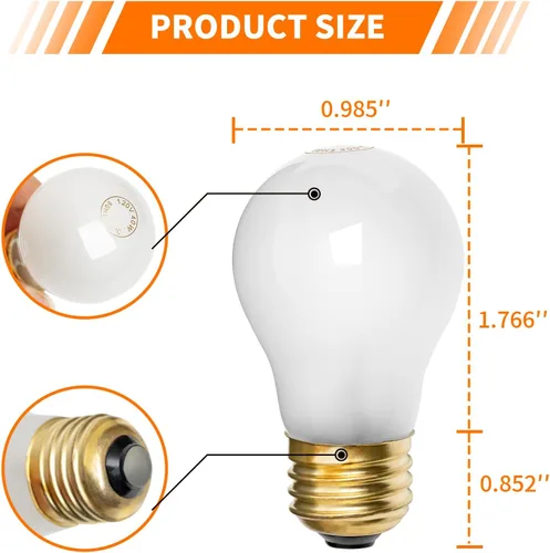Miniatura 4 de 8009 - Bombillas incandescentes de repuesto para horno refrigerador, bombillas incandescentes de repuesto de 120 V y 40 W, aptas para Whirlpool GE