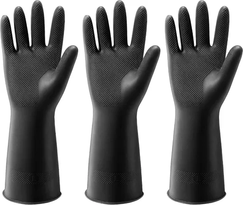 ThxToms 3 pares de guantes de lavado de platos, guantes de limpieza de látex reutilizables para tareas domésticas, cocina, baño, duraderos,