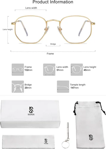 Miniatura 4 de SOJOS Small Blue Light Blocking Glasses Hexagonal Eyeglasses Frame Anti Blue Ray Glasses One and Only SJ5036