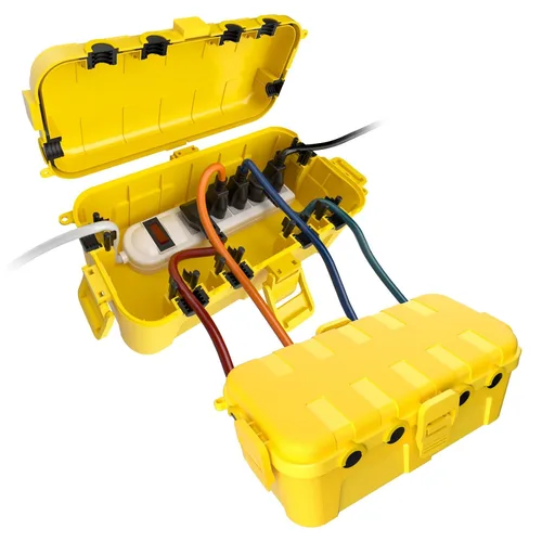 Miniatura 31 de Flemoon Caja eléctrica mediana para exteriores (11.5 x 5.2 x 4 pulgadas), cubierta de cable de extensión impermeable IP54 con 6 puertos de entrada
