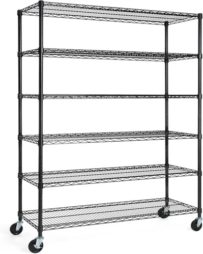 Miniatura 23 de CAPHAUS NSF - Estantería de alambre de grado comercial de alta resistencia con ruedas, patas niveladoras y forros, estante de metal