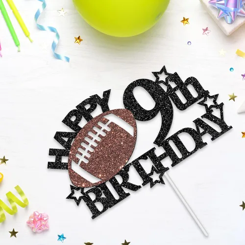 Miniatura 3 de Decoración para pastel de cumpleaños de 9º cumpleaños de fútbol – Decoración de fiesta de cumpleaños temática de fútbol/deporte para niños