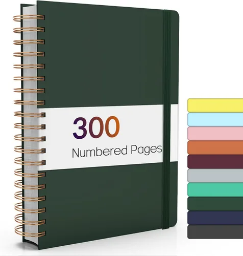 Miniatura 24 de Forvencer Cuaderno rayado en espiral con 300 páginas numeradas, diarios gruesos A5 para escribir con papel de 3.53 oz/m², cuadernos de tapa dura