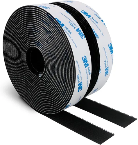 Cinta Autoadhesiva de Gancho y Bucle 3M 3/4" x 20 Pies 9448A Sujetador de Tela de Nailon Entrelazado con Respaldo Adhesivo Cinta de Adhesión de Negro