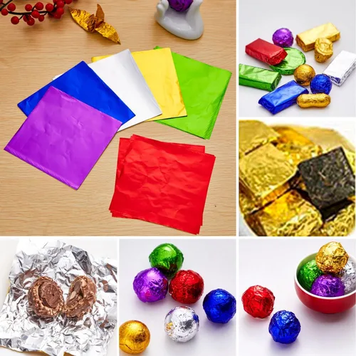 Miniatura 5 de 600 unidades de papel de aluminio de papel de aluminio para dulces de chocolate, papel cuadrado para dulces, envoltorios de papel de lata