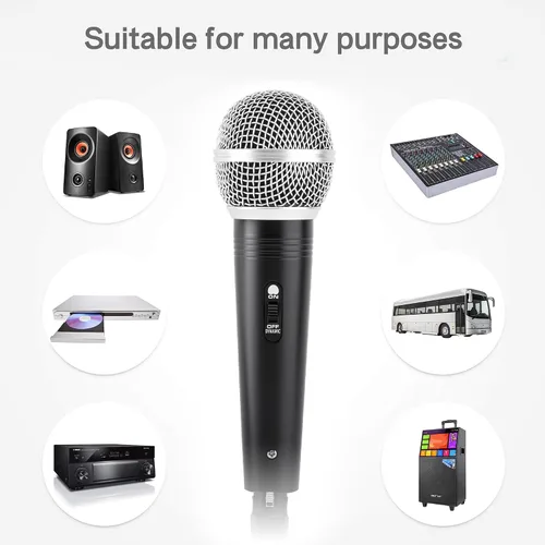 Miniatura 5 de Adamantite Micrófono dinámico de karaoke para cantar, micrófono de mano con cable de metal, cable de 13 pies e interruptor magnético, perfecto