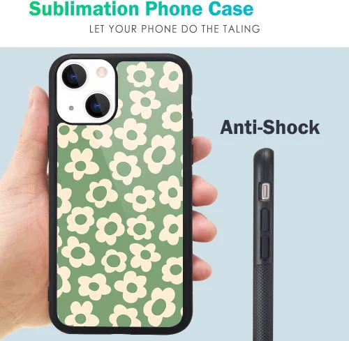 Miniatura 7 de Funda compatible con iPhone 13 para niños y mujeres, diseño divertido de cara, parte trasera dura con negro, divertido y lindo patrón de arte