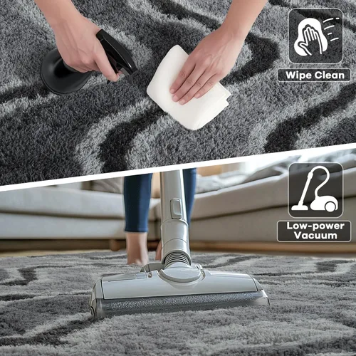 Miniatura 5 de Noahas - Alfombras mullidas de 4 x 6 pies para dormitorio y sala de estar, alfombra gruesa y peluda de color gris, alfombra de suelo antideslizante