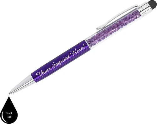 Miniatura 3 de ExpressDesigns™ - Bolígrafos de cristal personalizados con lápiz capacitivo - Pluma de gemas de metal - Bolígrafos con nombre impresos metálicos