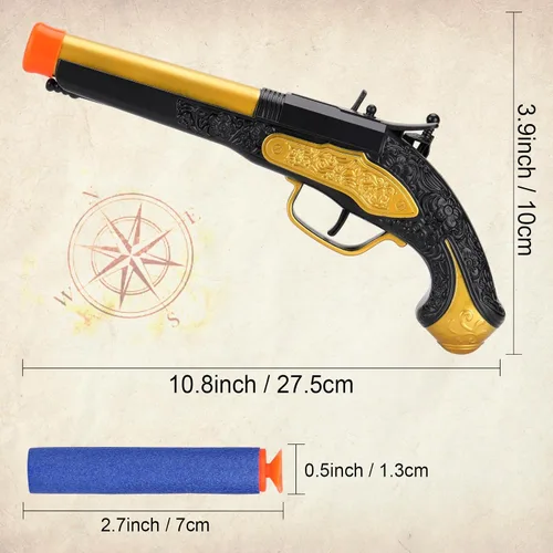 Miniatura 6 de Juguete de espuma pirata pirata para niños de 3 a 5 años, pistola pirata con 20 dardos de espuma suave, accesorio de disfraz de pirata de Halloween