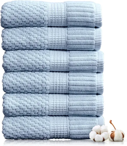 Miniatura 43 de NY Loft Juego de 4 toallas de baño 100% algodón, supersuaves y absorbentes, de secado rápido, 30 x 52 pulgadas, algodón texturizado y duradero