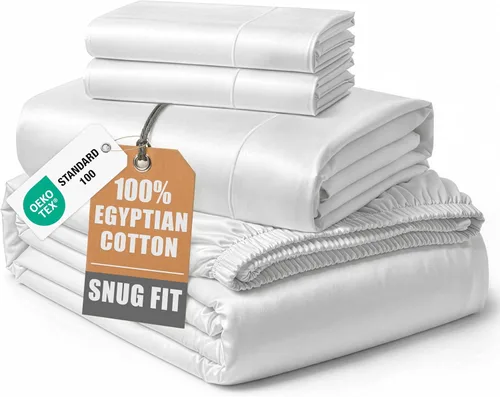 Miniatura 65 de Lane Linen Sábanas 100% de algodón egipcio, tamaño King, naturalmente transpirables y duraderas, cómodas para el invierno, ultra suaves, comodidad