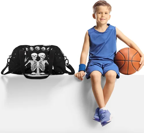 Miniatura 2 de AUUXVA Divertida bolsa de lona para niños y niñas, bolsa de baile, bolsa de gimnasio deportiva de luna espacial, bolsa de viaje para la noche, bolsa