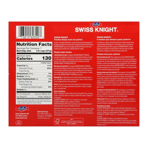 Miniatura 2 de Swiss Knight Cheese Fondue L'Originale, 14 onzas, auténtica fondue de queso suizo, sin OMG, naturalmente sin lactosa y sin gluten, producto de Suiza