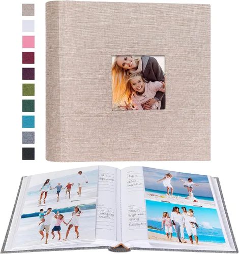 Mublalbum Álbum de fotos de 4 x 6 pulgadas, 200 fotos, cubierta de lino con áreas de notas, libro de fotos para boda, familia, bebé y vacaciones
