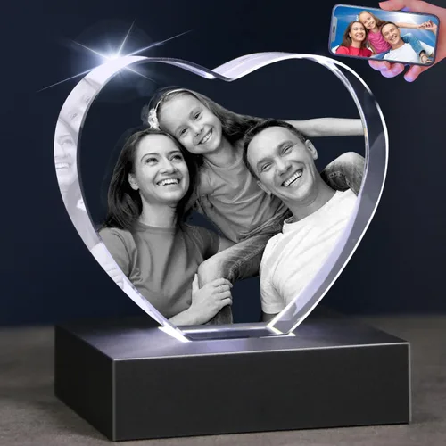 Miniatura 10 de Foto de cristal 3D personalizada: recuerdo grabado personalizado para el día del padre, regalo único de aniversario de cumpleaños para papá, mujer