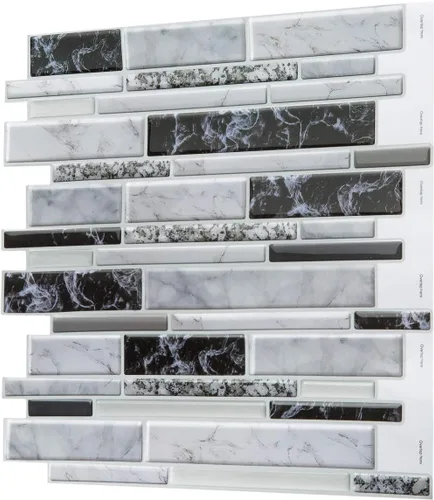 Miniatura 2 de Azulejos de metro para despegar y pegar (azulejos de mármol sintéticos) para cocina, baño, autocaravana, acentos de pared, vinilo adhesivo, azulejos