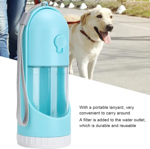 Miniatura 3 de Botella de bebida plegable para mascotas, dispensador de agua portátil para perros y gatos, taza de viaje telescópica con botón de bloqueo de agua