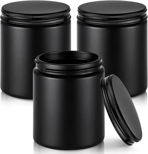Miniatura 10 de Tecohouse Tarros de Vidrio de 8 onzas con Tapas, Juego de 3 Tarros para Velas con Etiquetas en Blanco, Vidrio Transparente de 250g, Boca Ancha