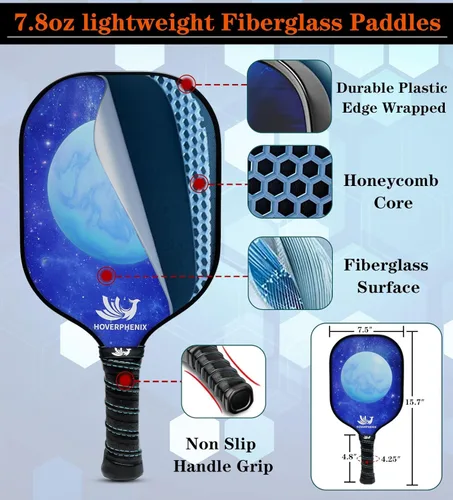 Miniatura 5 de Hoverphenix Portable Pickleball Net Set, 22FT Regulation Size Pickle Ball Net with Paddle Set of 4, Pickleballs and Carry Bag, Easy Setup for Indoor