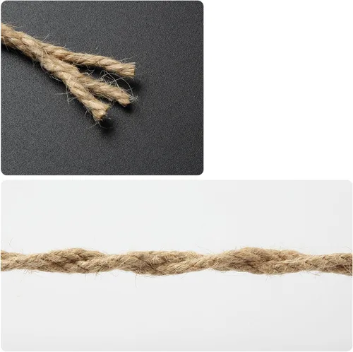 Miniatura 2 de Cuerda de cáñamo de sisal natural de 1/4 de pulgada (6 mm) x 164 pies (50 metros), cuerda gruesa resistente para poste rascador de gatos, árbol