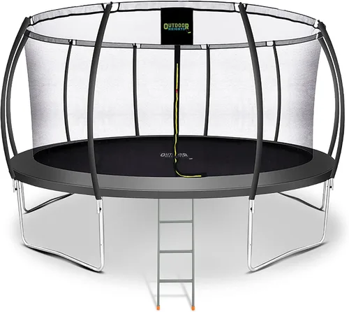 Miniatura 10 de Trampolín de 15 pies con red de recinto, trampolín para exteriores con red de seguridad para niños con escalera, trampolín para patio trasero de 6
