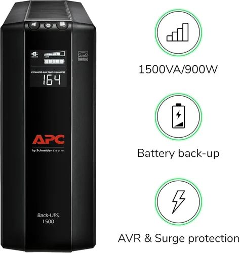 Miniatura 4 de APC UPS Batería de reserva y protector de sobretensiones con AVR, 1500 VA, APC Back-UPS Pro (BX1500M) y batería de reserva y protector