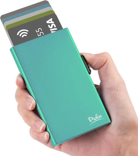 Miniatura 7 de Cartera desplegable, delgada y minimalista para tarjetas de crédito para hombres y mujeres, tarjetero para 7 tarjetas, protección RFID, cartera