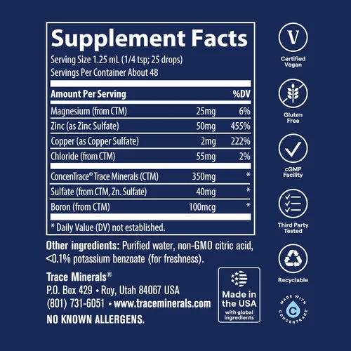 Miniatura 6 de Trace Minerals Zinc iónico líquido 50 mg de zinc con magnesio Apoya el sistema inmunológico, la digestión, el crecimiento y el desarrollo