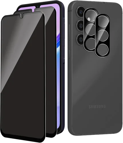 2 protectores de pantalla de privacidad para Samsung Galaxy A15 5G/4G antiespía + 2 protectores de lente de cámara, vidrio templado antiespías,