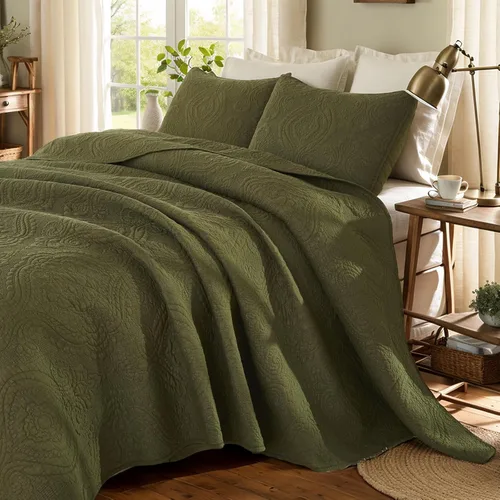 Miniatura 20 de Brandream Juego de Ropa de Cama Acolchado con Medallón de Lujo Tamaño King de Algodón Estilo Granja Juego de Edredón Tamaño Queen Colcha Matelassé