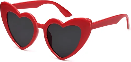 LIKSMU Lentes de sol con forma de corazón para mujer, diseño de ojo de gato, vintage, encantadores, retro, lindos lentes de sol