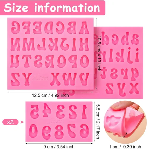 Miniatura 2 de Patelai 4 moldes de silicona para letras de chocolate, moldes de números de letras para el día de San Valentín, antiadherentes, fáciles de liberar 0