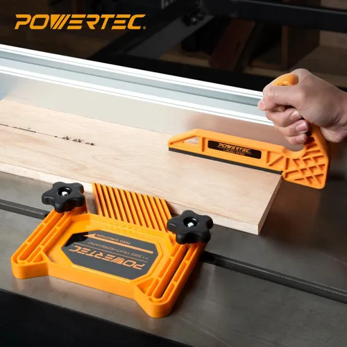 Miniatura 5 de POWERTEC 72096 peine de sujeción universal 1PK para carpintería multifuncional con sistema de bloqueo flexible y de inglete y 2 piezas de empuje